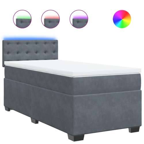 Box spring krevet s madracem tamnosivi 90x200 cm baršunasti - Tamno siva 90 x 200 cm gumbi Cijena