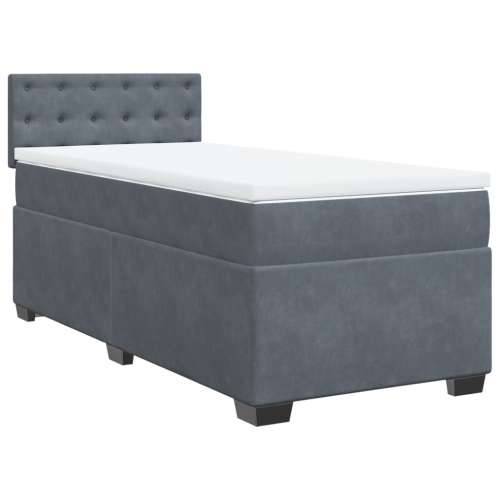 Box spring krevet s madracem tamnosivi 90x200 cm baršunasti - Tamno siva 90 x 200 cm gumbi Cijena