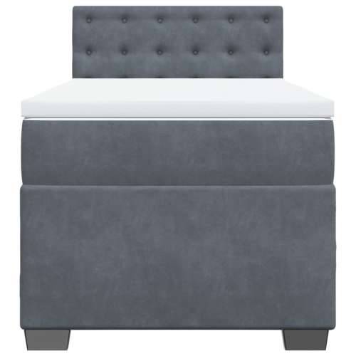 Box spring krevet s madracem tamnosivi 90x200 cm baršunasti - Tamno siva 90 x 200 cm gumbi Cijena