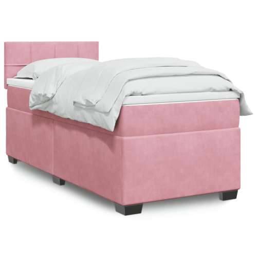 Box spring krevet s madracem ružičasti 100x200 cm baršunasti - Ružičasta 100 x 200 cm Blok s kvadratima Cijena