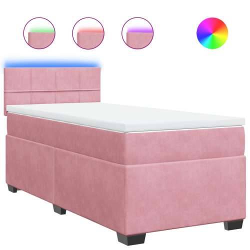 Box spring krevet s madracem ružičasti 100x200 cm baršunasti - Ružičasta 100 x 200 cm Blok s kvadratima Cijena