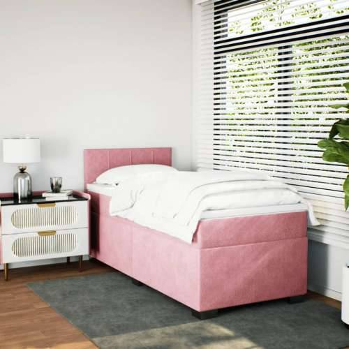 Box spring krevet s madracem ružičasti 100x200 cm baršunasti - Ružičasta 100 x 200 cm Blok s kvadratima Cijena