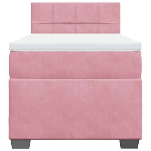 Box spring krevet s madracem ružičasti 100x200 cm baršunasti - Ružičasta 100 x 200 cm Blok s kvadratima Cijena