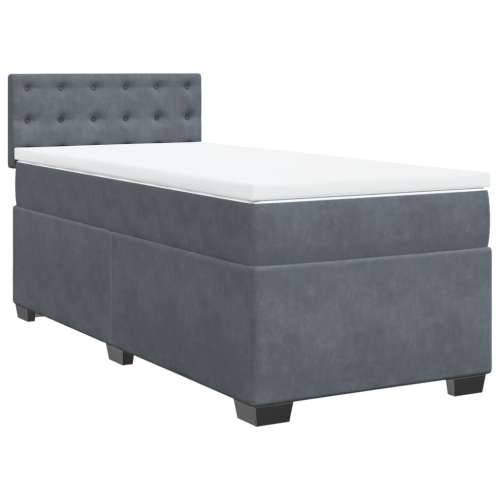 Box spring krevet s madracem tamnosivi 100x200 cm baršunasti - Tamno siva 100 x 200 cm gumbi Cijena
