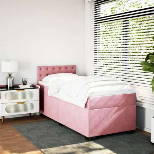 Box spring krevet s madracem ružičasti 100x200 cm baršunasti - Ružičasta 100 x 200 cm gumbi Cijena