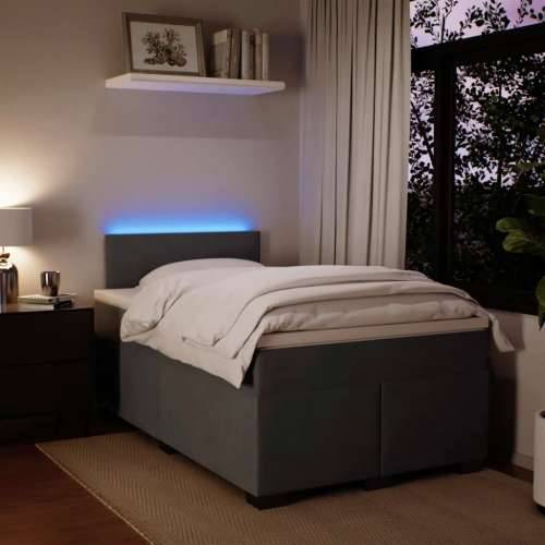 Krevet box spring s madracem tamnosivi 120 x 190 cm baršun - Tamno siva 120 x 190 cm Gladak dizajn Cijena