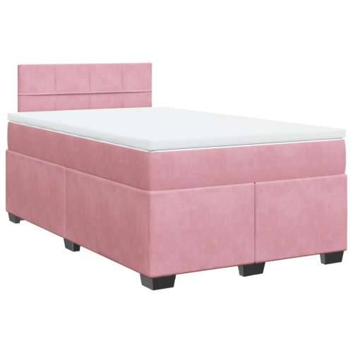 Box spring krevet s madracem ružičasti 120 x 200 cm baršunasti - Ružičasta 120 x 200 cm Blok s kvadratima Cijena