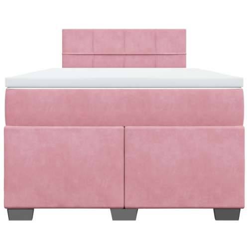 Box spring krevet s madracem ružičasti 120 x 200 cm baršunasti - Ružičasta 120 x 200 cm Blok s kvadratima Cijena