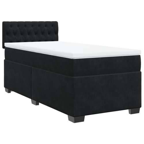 Krevet box spring s madracem crni za jednu osobu baršunasti - Tamno siva jedna veličina Dizajn s gumbima Cijena