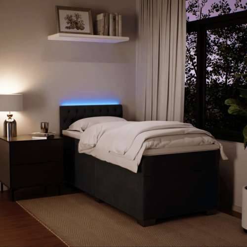 Krevet box spring s madracem crni za jednu osobu baršunasti - Tamno siva jedna veličina Dizajn s gumbima Cijena