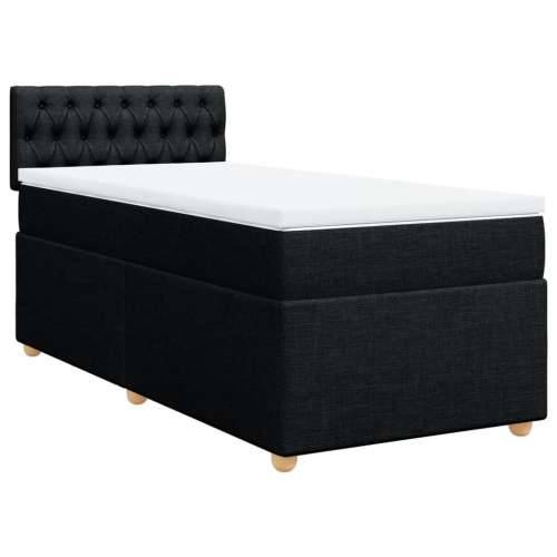 Box spring krevet s madracem crni 80 x 200 cm od tkanine - Crna 80 x 200 cm Dizajn s gumbima Cijena