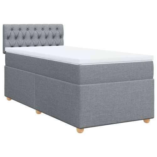 Box spring krevet s madracem svjetlosivi 90x190 cm od tkanine - Svjetlosiva 90 x 190 cm Dizajn s gumbima Cijena