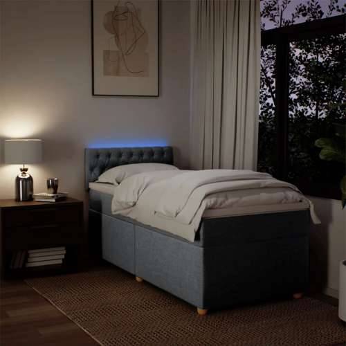 Box spring krevet s madracem svjetlosivi 90x190 cm od tkanine - Svjetlosiva 90 x 190 cm Dizajn s gumbima Cijena