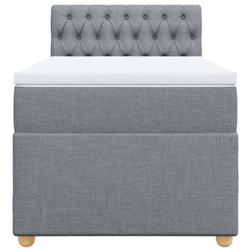 Box spring krevet s madracem svjetlosivi 90x190 cm od tkanine - Svjetlosiva 90 x 190 cm Dizajn s gumbima Cijena