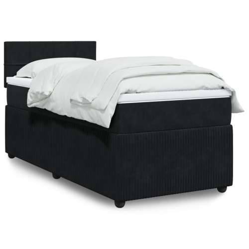 Box spring krevet s madracem crni 80 x 200 cm baršunasti - Crna 80 x 200 cm Blok s kvadratima Cijena