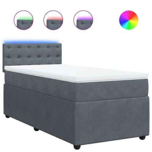 Box spring krevet s madracem tamnosivi 80 x 200 cm baršunasti - Tamno siva 80 x 200 cm gumbi Cijena