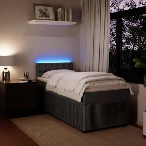 Box spring krevet s madracem tamnosivi 80 x 200 cm baršunasti - Tamno siva 80 x 200 cm gumbi Cijena