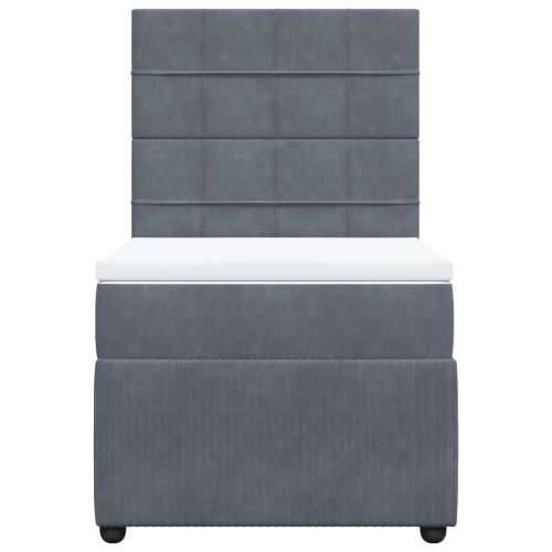 Box spring krevet s madracem tamnosivi 80 x 200 cm baršunasti - Tamno siva 80 x 200 cm Blok s kvadratima Cijena