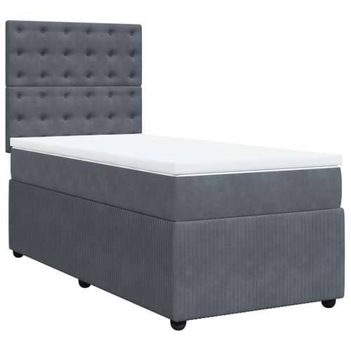 Box spring krevet s madracem tamnosivi 80 x 200 cm baršunasti - Tamno siva 80 x 200 cm gumbi Cijena