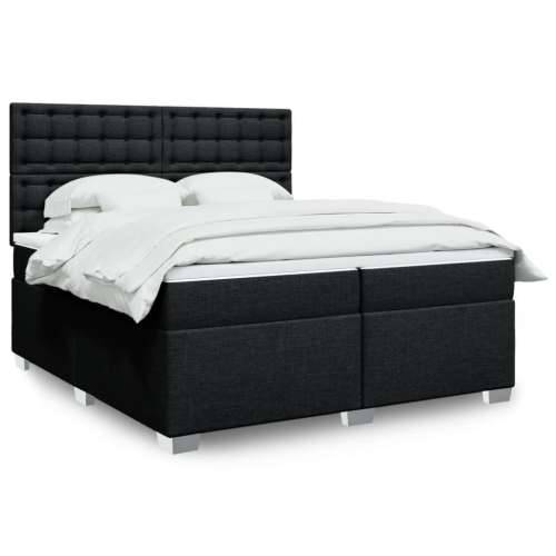 Krevet s oprugama i madracem crni 200x200 cm od tkanine - Crna 200 x 200 cm gumbi Cijena