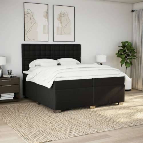 Krevet s oprugama i madracem crni 200x200 cm od tkanine - Crna 200 x 200 cm gumbi Cijena