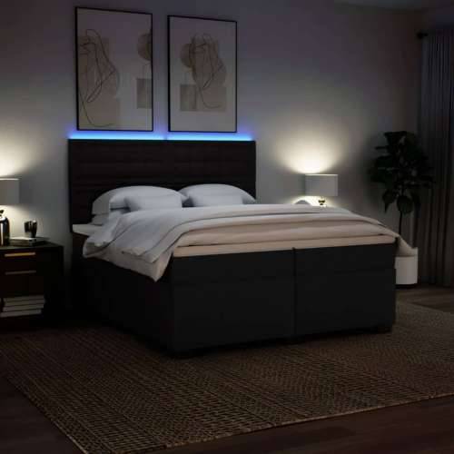 Krevet s oprugama i madracem crni 200x200 cm od tkanine - Crna 200 x 200 cm gumbi Cijena