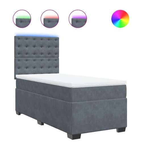 Box spring krevet s madracem tamnosivi 90x190 cm baršunasti - Tamno siva 90 x 190 cm gumbi Cijena