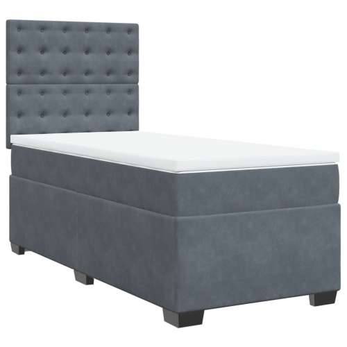 Box spring krevet s madracem tamnosivi 90x190 cm baršunasti - Tamno siva 90 x 190 cm gumbi Cijena