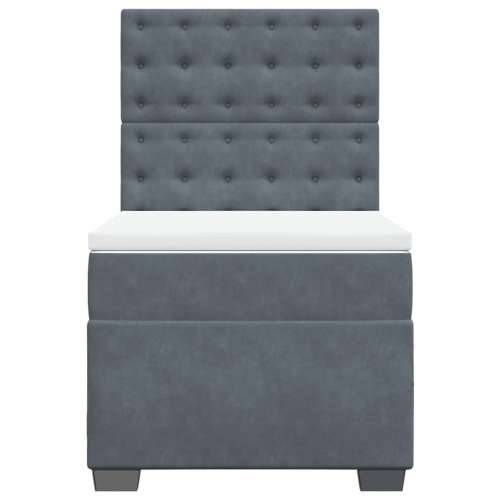 Box spring krevet s madracem tamnosivi 90x190 cm baršunasti - Tamno siva 90 x 190 cm gumbi Cijena