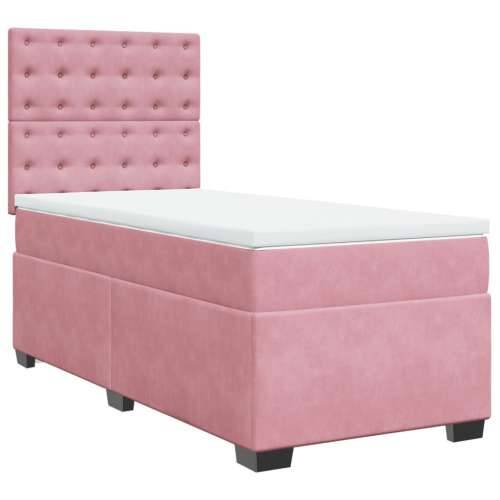 Box spring krevet s madracem ružičasti 90x190 cm baršunasti - Ružičasta 90 x 190 cm gumbi Cijena