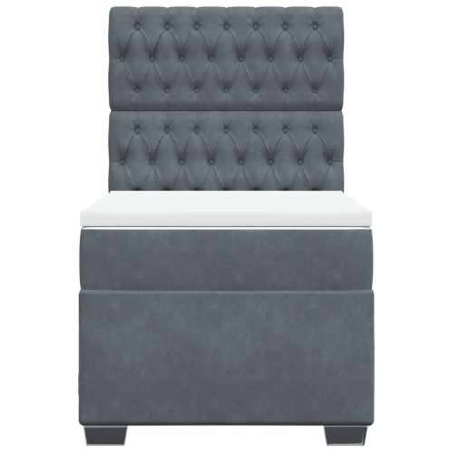 Box spring krevet s madracem tamnosivi 90x200 cm baršunasti - Tamno siva 90 x 200 cm Dizajn s gumbima Cijena