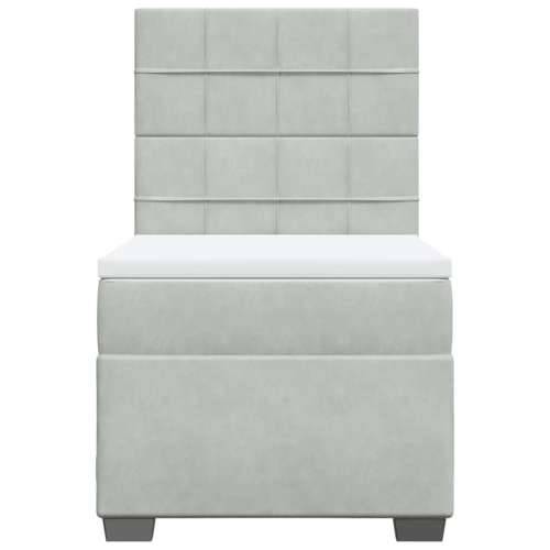 Box spring krevet s madracem svjetlosivi 100x200 cm baršunasti - Svjetlosiva 100 x 200 cm Blok s kvadratima Cijena