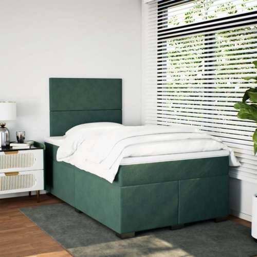 Krevet box spring s madracem tamnozeleni 120x190 cm baršunasti - Tamnozelena 120 x 190 cm Gladak dizajn Cijena