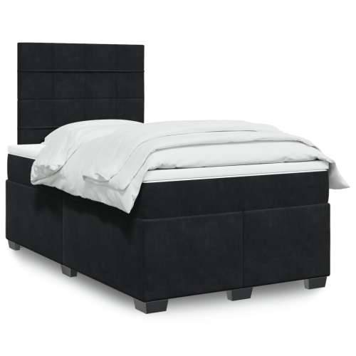 Krevet box spring s madracem crni 120 x 190 cm baršunasti - Crna 120 x 190 cm Blok s kvadratima Cijena
