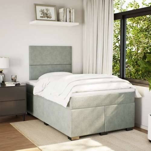 Box spring krevet s madracem svjetlosivi 120x200 cm baršunasti - Svjetlosiva 120 x 200 cm Gladak dizajn Cijena