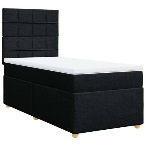 Krevet s oprugama i madracem crni 90x200 cm od tkanine - Crna 90 x 200 cm Blok s kvadratima Cijena
