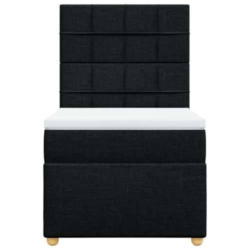 Krevet s oprugama i madracem crni 90x200 cm od tkanine - Crna 90 x 200 cm Blok s kvadratima Cijena