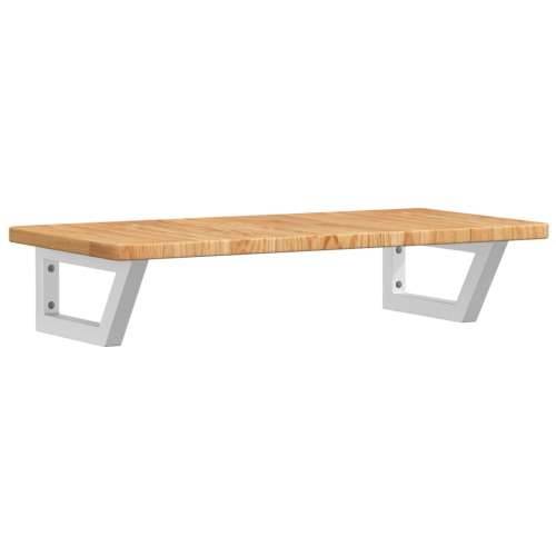Zidna polica za Lavabo - Umivaonik od čelika i masivne hrastovine - svijetlo smeđa i bijela 80 x 40 x 2.5 cm 1 Trapez Cijena
