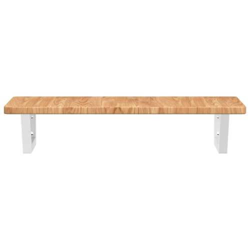 Zidna polica za Lavabo - Umivaonik od čelika i masivne hrastovine - svijetlo smeđa i bijela 80 x 40 x 2.5 cm 1 Trapez Cijena