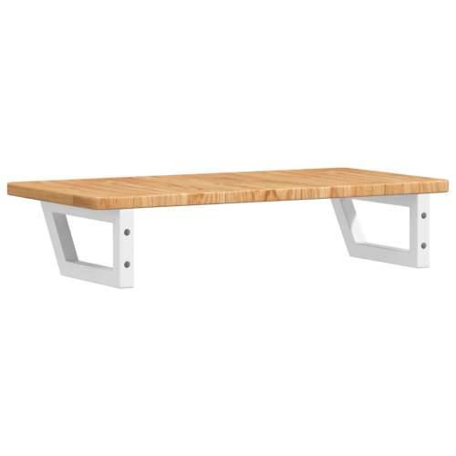 Zidna polica za Lavabo - Umivaonik od čelika i masivne hrastovine - svijetlo smeđa i bijela 80 x 40 x 2.5 cm 1 Trapez Cijena