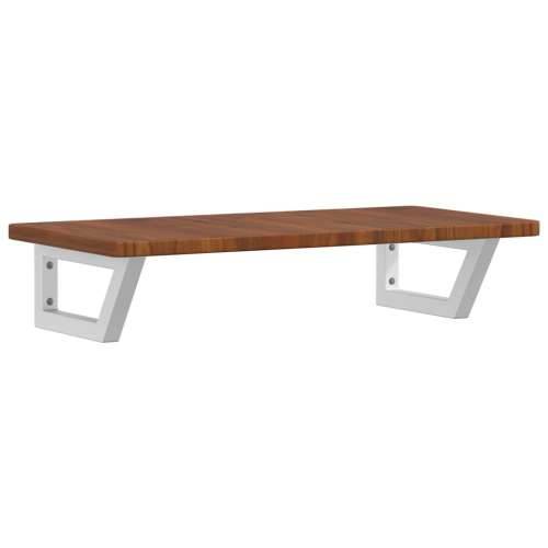 Zidna polica za Lavabo - Umivaonik od čelika i masivne hrastovine - tamno smeđe i bijele boje 80 x 40 x 2.5 cm 1 Trapez Cijena