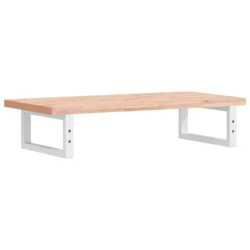 Zidna polica za Lavabo - Umivaonik od čelika i masivne bukovine - Smeđa i bijela 80 x 40 x 2.5 cm 1 Pravokutno Cijena
