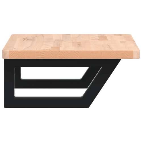 Zidna polica za Lavabo - Umivaonik od čelika i masivne bukovine - Smeđa i crna 60 x 40 x 2.5 cm 1 Trapez Cijena
