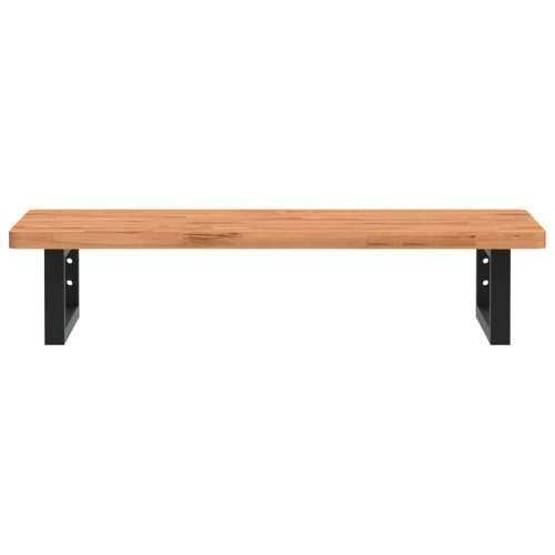 Zidna polica za Lavabo - Umivaonik od čelika i masivne bukovine - tamno smeđa i crna 80 x 40 x 2.5 cm 1 Pravokutno Cijena