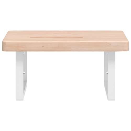 Zidna polica za Lavabo - Umivaonik od čelika i masivne hrastovine - Smeđa i bijela 50 x 50 x 4 cm 1 Trapez Cijena