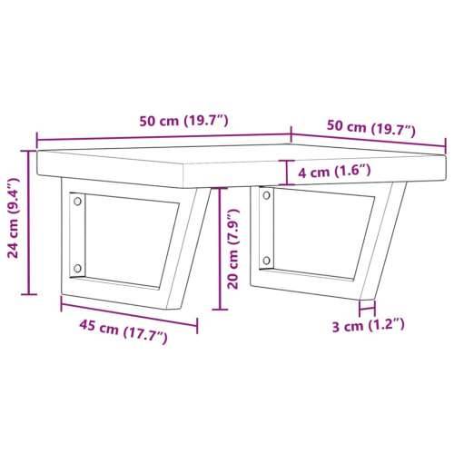 Zidna polica za Lavabo - Umivaonik od čelika i masivne hrastovine - Smeđa i bijela 50 x 50 x 4 cm 1 Trapez Cijena