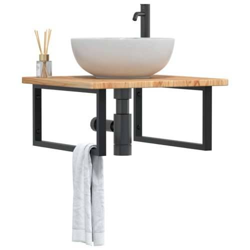 Zidna polica za Lavabo - Umivaonik od čelika i masivne hrastovine - svijetlo smeđa i crna 60 x 60 x 2.5 cm 1 Pravokutno Cijena