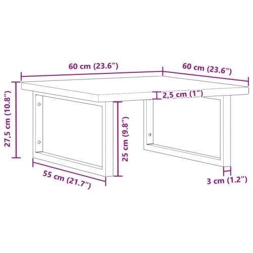 Zidna polica za Lavabo - Umivaonik od čelika i masivne hrastovine - svijetlo smeđa i crna 60 x 60 x 2.5 cm 1 Pravokutno Cijena
