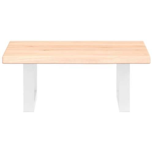 Zidna polica za Lavabo - Umivaonik od čelika i masivne hrastovine - Smeđa i bijela 40 x 50 x 2 cm 1 Pravokutno Cijena