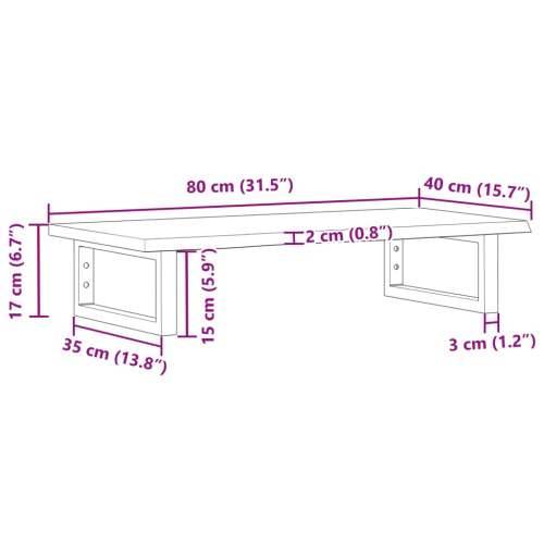 Zidna polica za Lavabo - Umivaonik od čelika i masivne hrastovine - Smeđa i crna 80 x 40 x 2 cm 1 Pravokutno Cijena